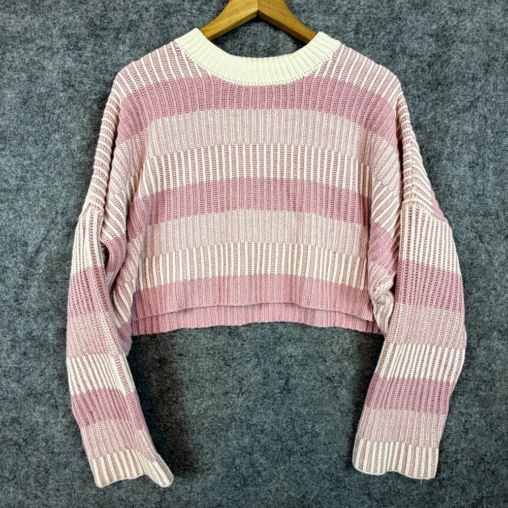 Sincerely Jules Cropped Sweater Womens Large Pink Monochrome Boxy‎ Oversized